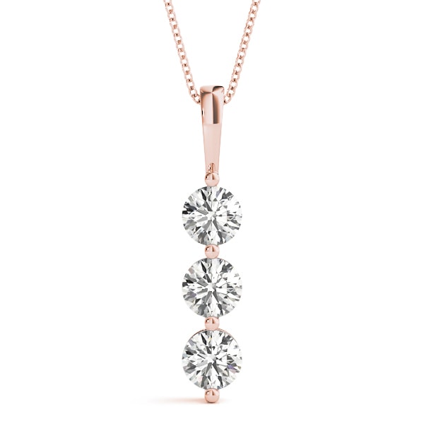 18K Rose Gold 1 ct tw Three Stone Diamond Pendant