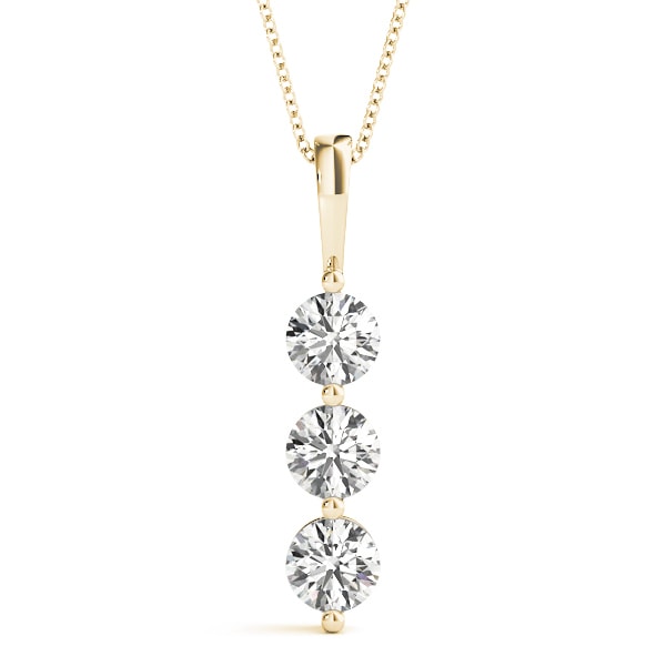 18K Yellow Gold 1 ct tw Three Stone Diamond Pendant