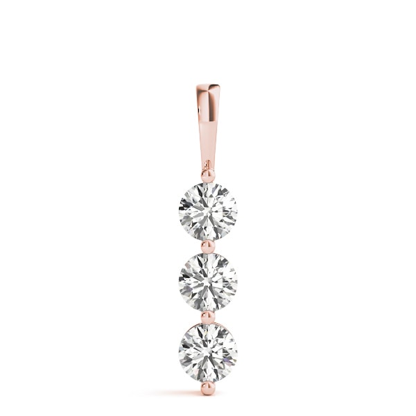 18K Rose Gold 1 ct tw Three Stone Diamond Pendant