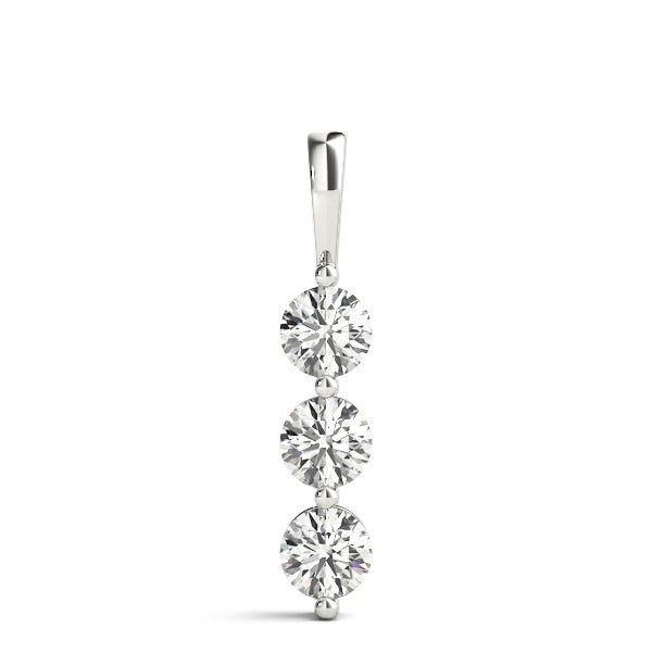 Platinum 1 CT Three Stone Diamond Pendant Necklace