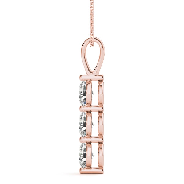 18K Rose Gold 1 ct tw Three Stone Diamond Pendant