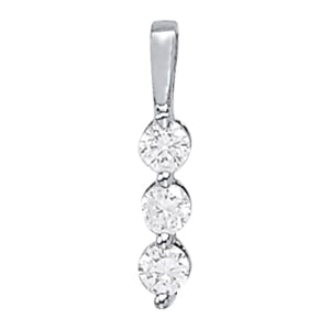 18K White Gold 1 ct tw Three Stone Diamond Pendant