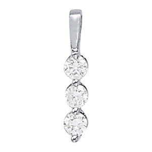Platinum 1 CT Three Stone Diamond Pendant Necklace