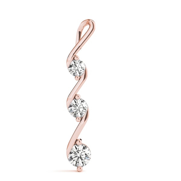 14K Rose Gold 1/2 ct tw Three Stone Diamond Pendant