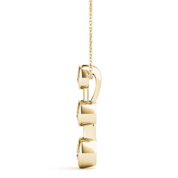 14K Yellow Gold 0.35ctw Diamond Three Stone Pendant