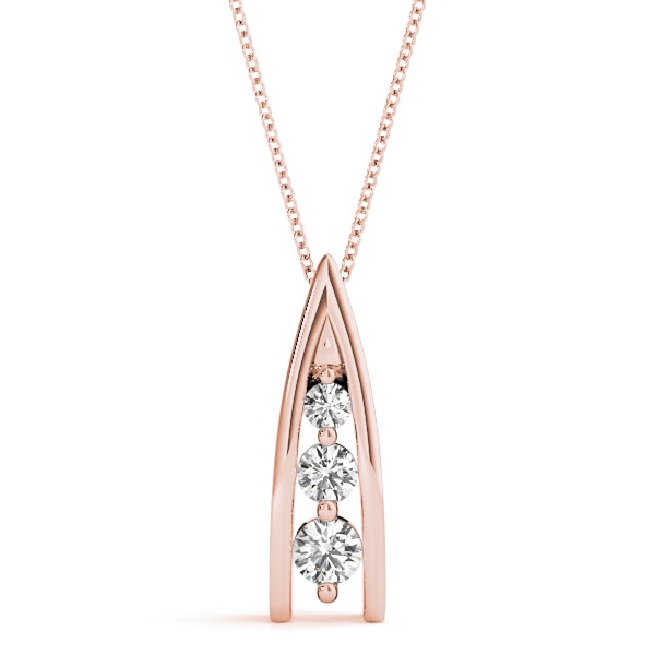 18K Rose Gold 1/2 ct tw Three Stone Diamond Pendant