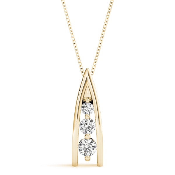 14K Yellow Gold 1/2 ct tw Three Stone Diamond Pendant