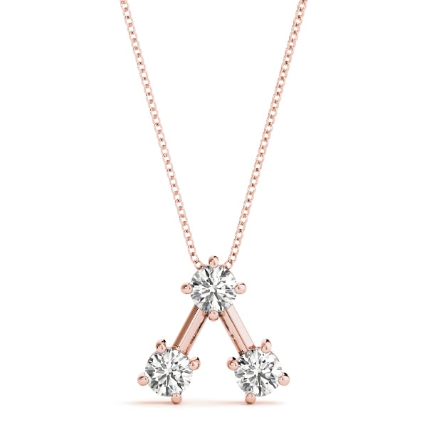 18K Rose Gold 1 ct tw Three Stone Diamond Pendant