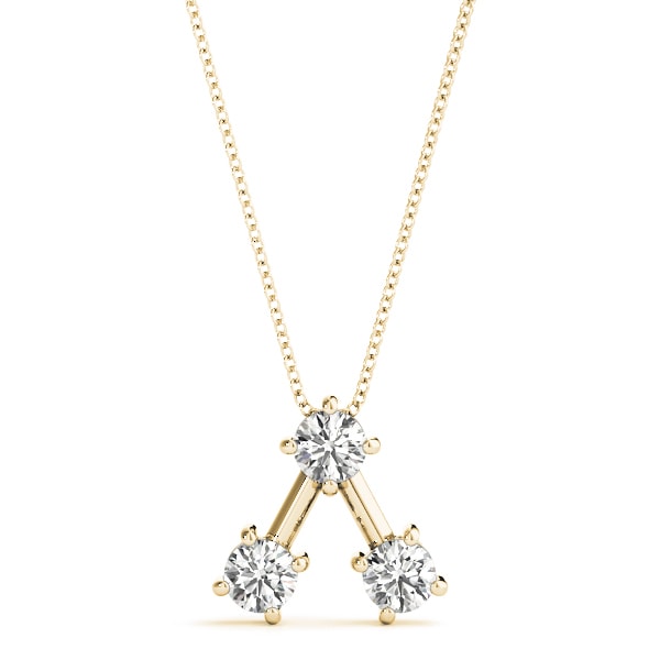 14K Yellow Gold 1 ct tw Three Stone Diamond Pendant