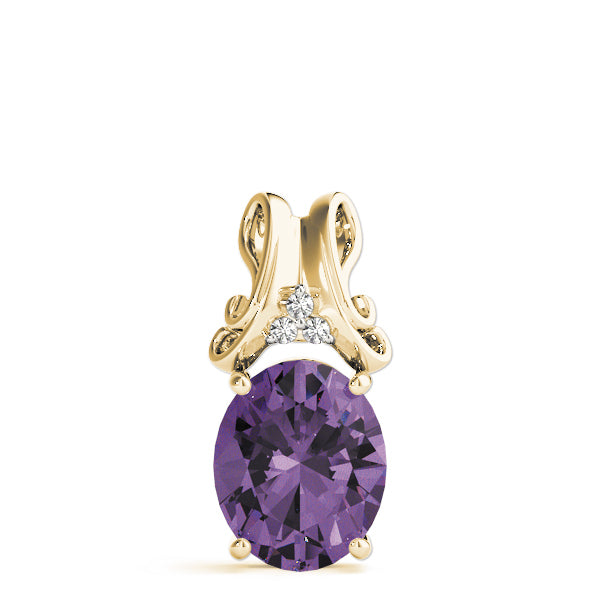 14K Yellow Gold Diamond Oval Pendant