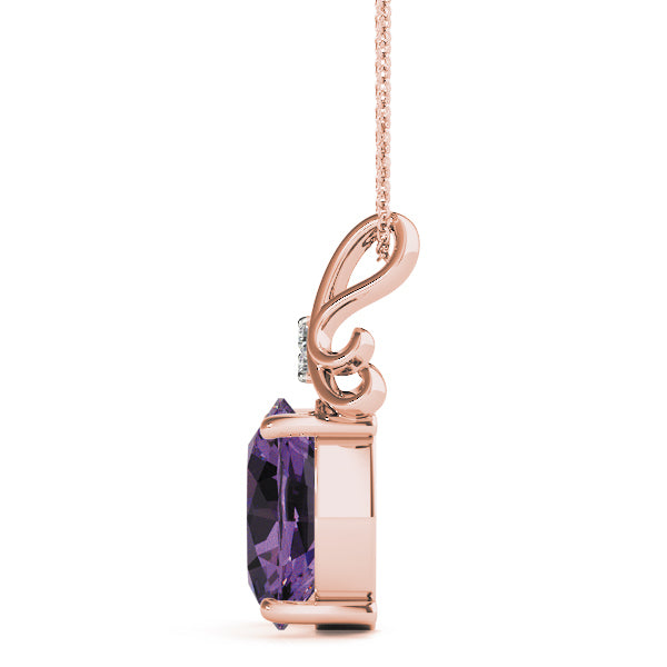 14K Rose Gold Oval Diamond Fashion Pendant
