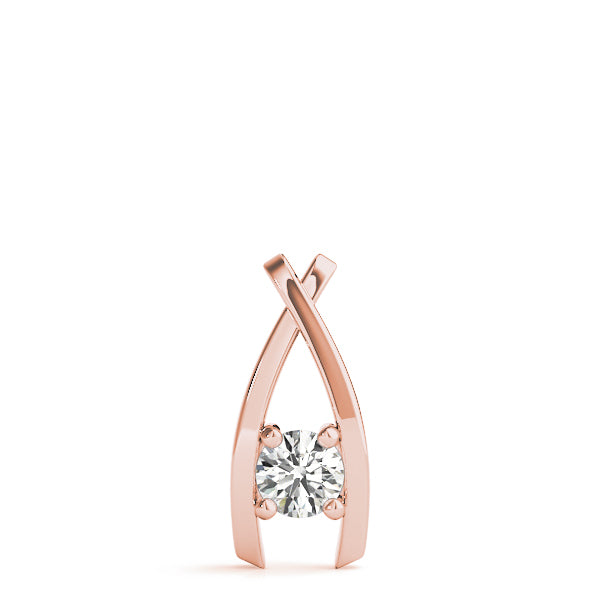 18K Rose Gold 1/3 CT Diamond Solitaire Pendant Necklace