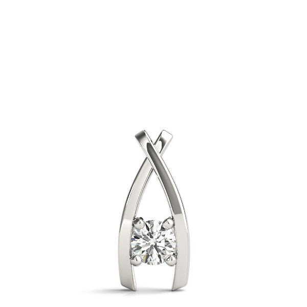 18K White Gold 1/3 CT Round Diamond Pendant Necklace