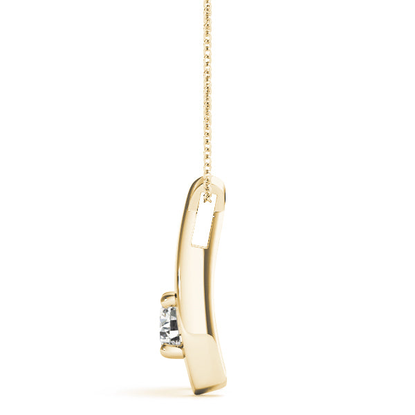 18K Yellow Gold Round Diamond Solitaire Pendant