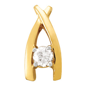 18K White Gold 1/3 CT Round Diamond Pendant Necklace