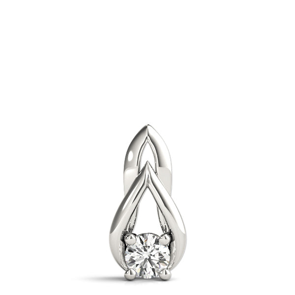 18K White Gold Round Diamond Solitaire Pendant