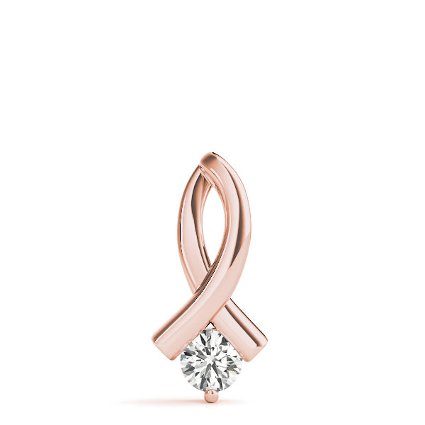 18K Rose Gold Round Diamond Solitaire Pendant