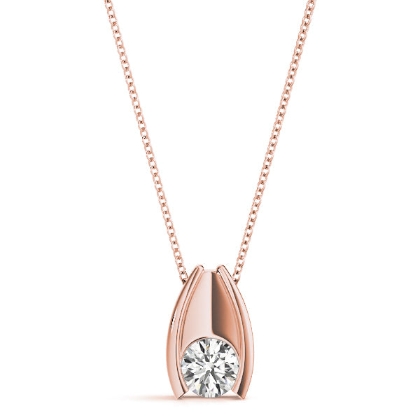 14K Rose Gold 1/3 CT Diamond Solitaire Pendant
