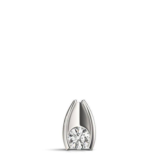 14K White Gold Round Diamond Solitaire Pendant