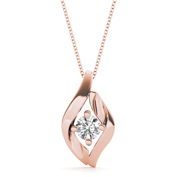 18K Rose Gold 1/3 CT Diamond Solitaire Pendant