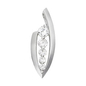 18K White Gold Round Diamond Journey Pendant