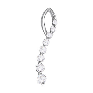 14K White Gold Round Diamond Journey Pendant