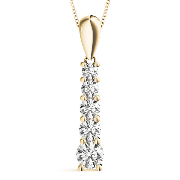 18K Yellow Gold Round Diamond Fashion Pendant