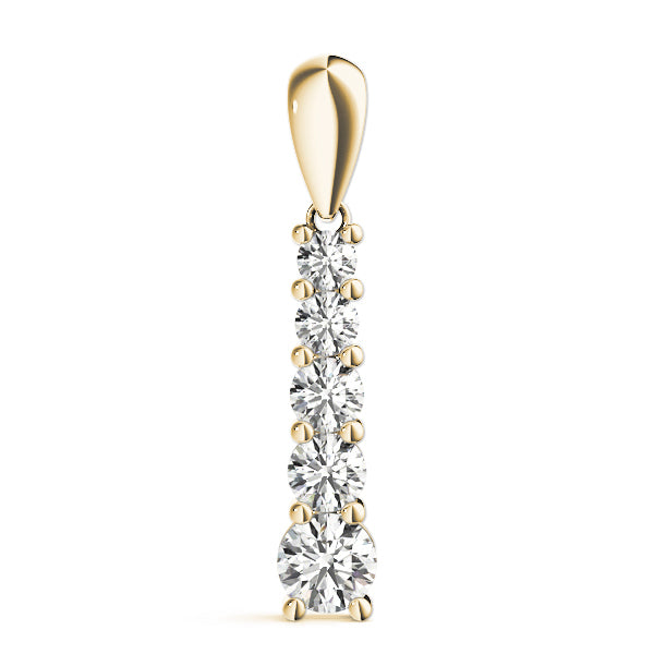 14K Yellow Gold Diamond Journey Pendant Necklace