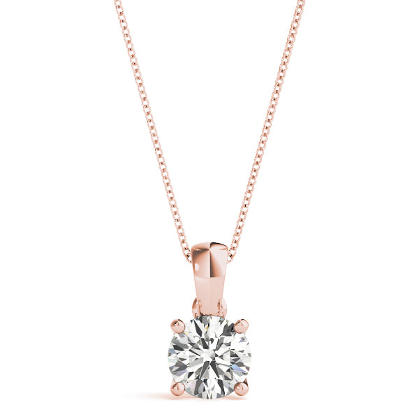18K Rose Gold 1ct Diamond Solitaire Pendant