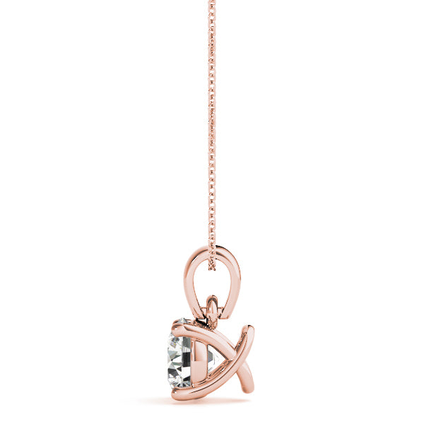 18K Rose Gold 1ct Diamond Solitaire Pendant
