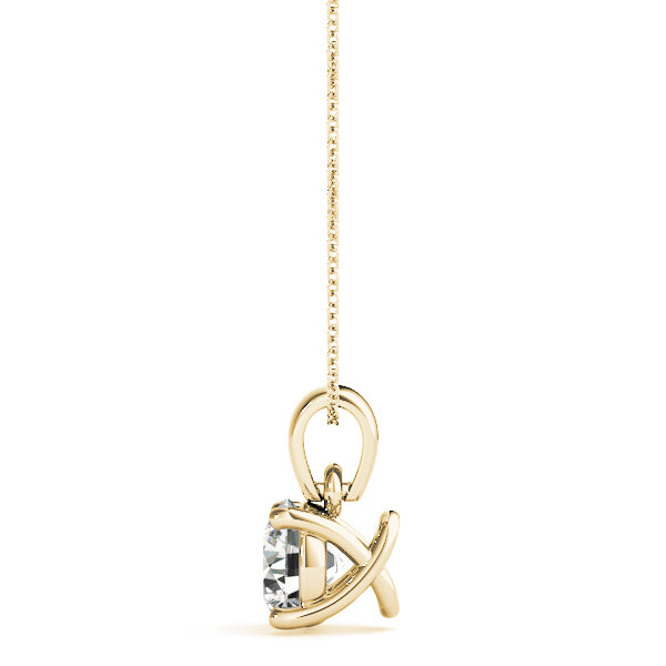 18K Yellow Gold 1ct Diamond Pendant Necklace