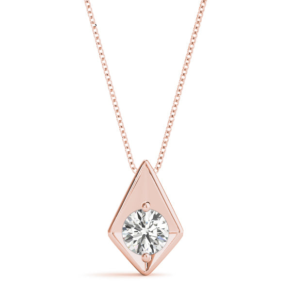 18K Rose Gold 0.5 ct Round Diamond Solitaire Pendant