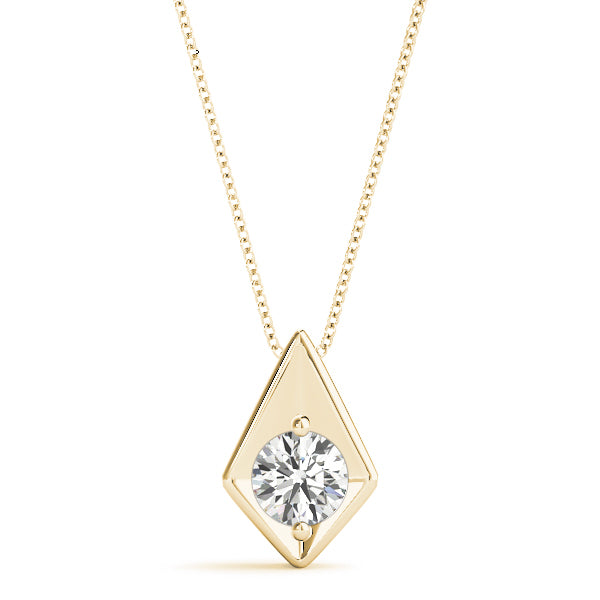 18K Yellow Gold Round Diamond Solitaire Pendant