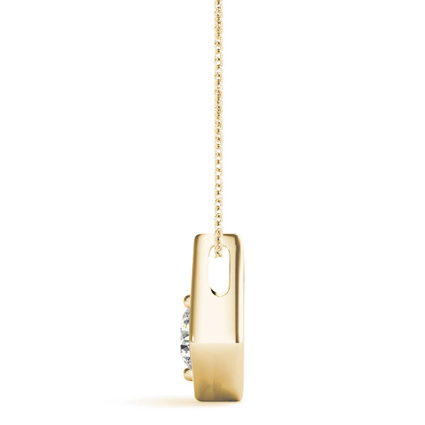 18K Yellow Gold Round Diamond Solitaire Pendant