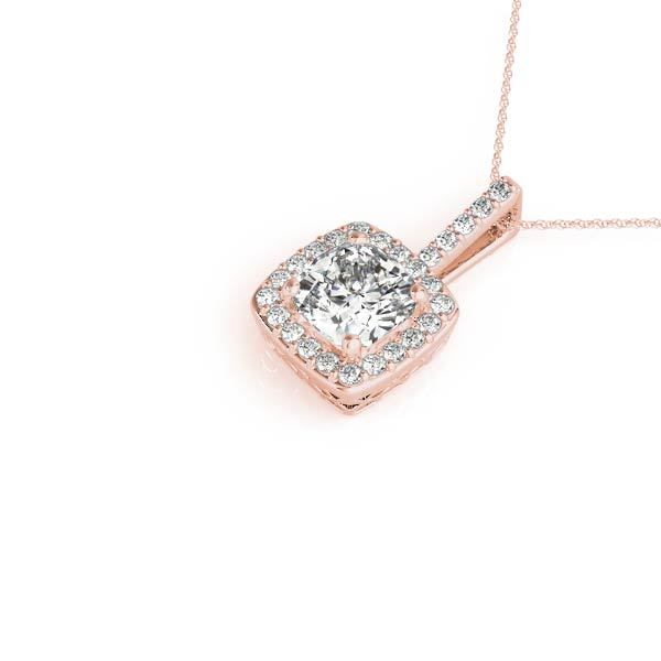 Rose Gold Cushion Diamond Halo Pendant 1/4 CT