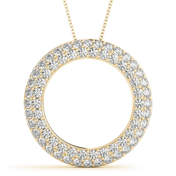 18K Yellow Gold Round Diamond Circle Pendant