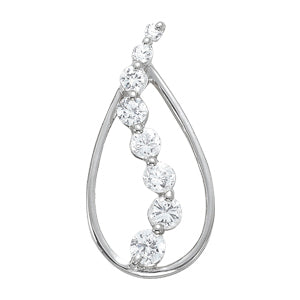14K White Gold Round Diamond Journey Pendant