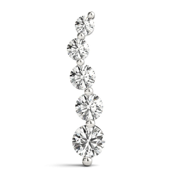 14K White Gold Round Diamond Journey Pendant