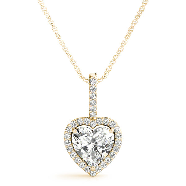 14K Yellow Gold Diamond Heart Pendant
