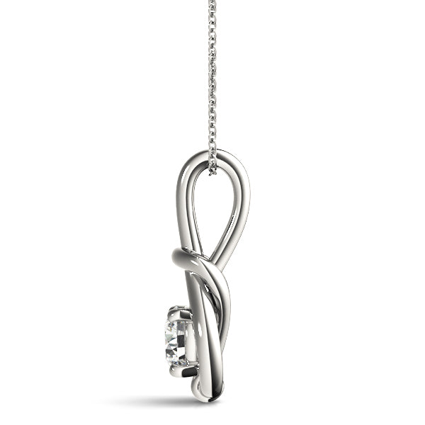 14K White Gold 1 CT Diamond Love Knot Pendant