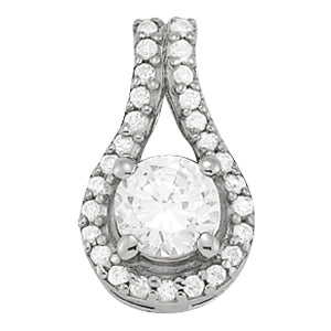 14K White Gold 1 ct Diamond Solitaire Pendant