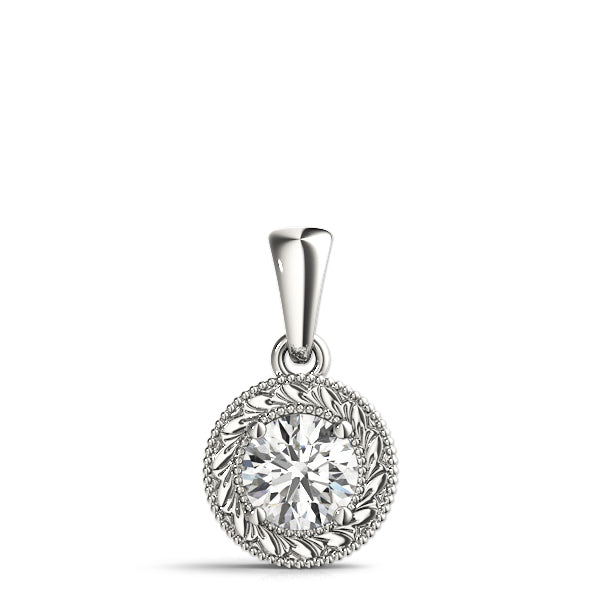 1ct Diamond 18K White Gold Solitaire Pendant Necklace
