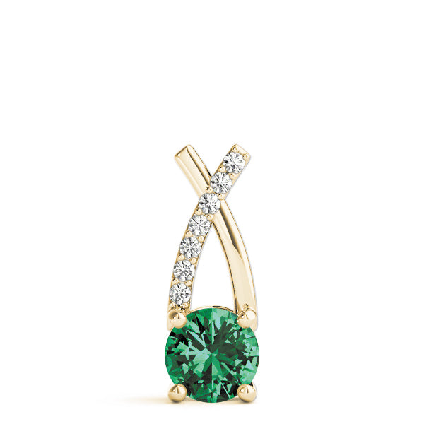 18K Yellow Gold Round Diamond Pendant