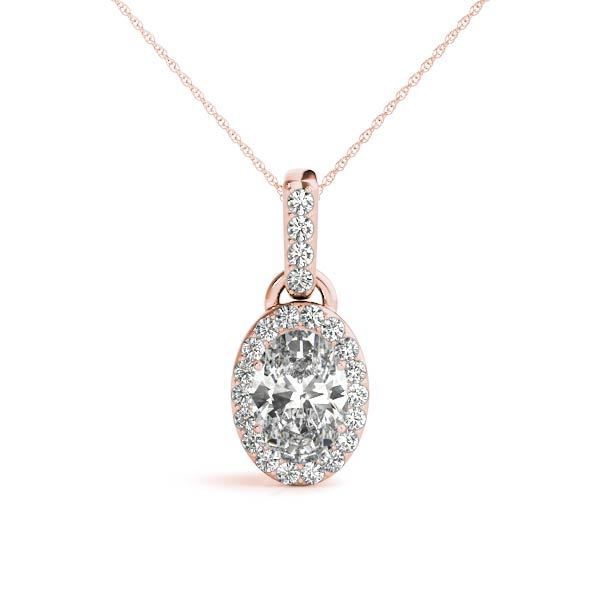 Rose Gold 1/5 CT Diamond Oval Halo Pendant