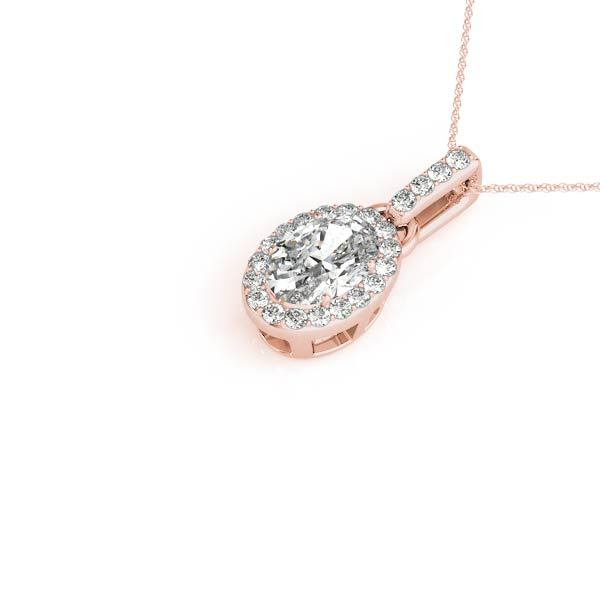 Rose Gold 1/5 CT Diamond Oval Halo Pendant
