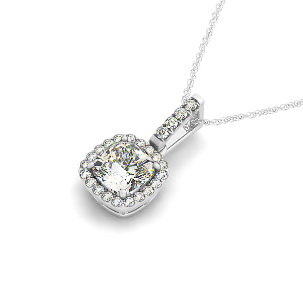 Platinum 7/8 ct Cushion Diamond Halo Pendant