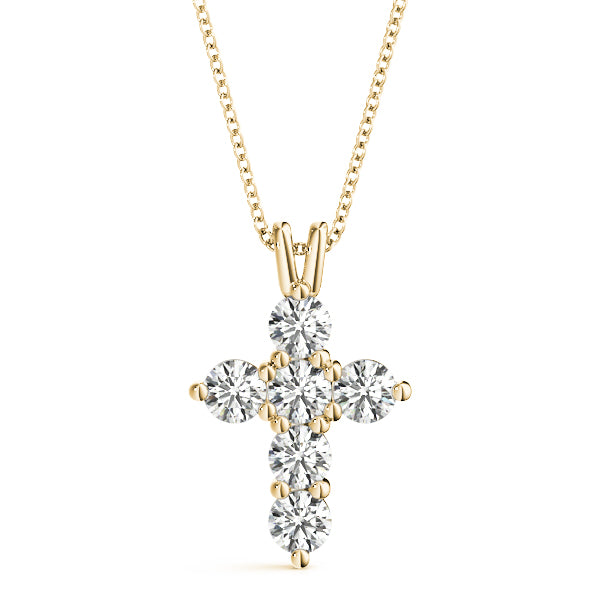 18K Yellow Gold Diamond Cross Pendant