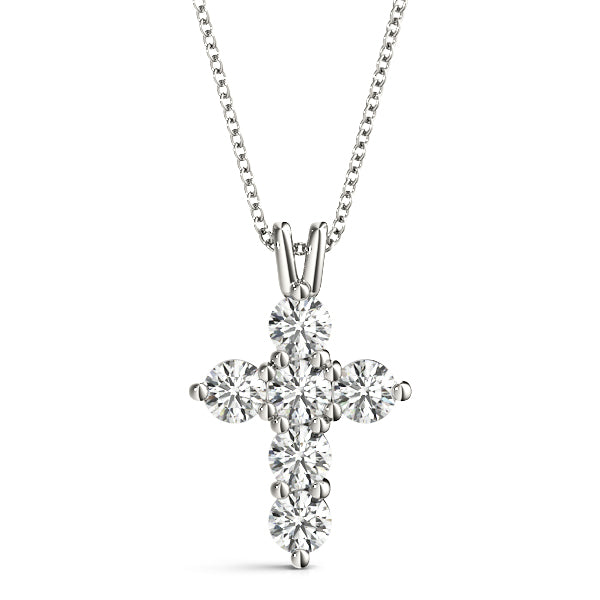 Platinum Round Diamond Fashion Cross Pendant