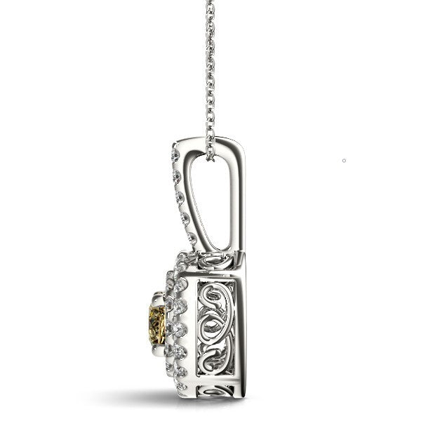 18K White Gold 1.33ctw Round Diamond Halo Pendant
