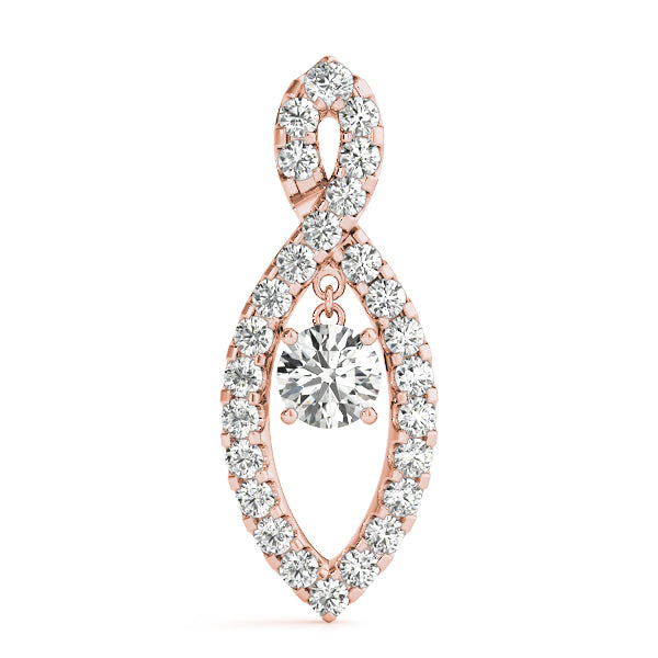 18K Rose Gold Round Diamond Pendant
